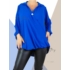 Kép 1/3 - Nagyméretű, átlapolt, muszlin blúz (királykék)