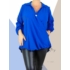 Kép 2/3 - Nagyméretű, átlapolt, muszlin blúz (királykék)