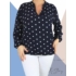 Kép 1/2 - "V" dekoltált , gumis aljú pöttyös blúz (sötétkék)