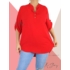 Kép 2/3 - Mellnél gombos, laza fazonú, hosszított felső (piros)