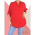 Kép 1/3 - Mellnél gombos, laza fazonú, hosszított felső (piros)