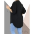 Kép 3/3 - Mellnél gombos, laza fazonú, hosszított felső (fekete)