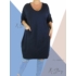Kép 2/3 - "V" dekoltált, elöl zsebes extra bő fazonú, pamut tunika/ruha (sötétkék)