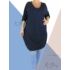Kép 3/3 - "V" dekoltált, elöl zsebes extra bő fazonú, pamut tunika/ruha (sötétkék)