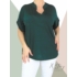 Kép 1/2 - "V" dekoltál, hidegselyem anyagú póló (méregzöld)