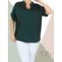 Kép 2/2 - "V" dekoltál, hidegselyem anyagú póló (méregzöld)