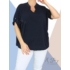 Kép 2/2 - "V" dekoltál, hidegselyem anyagú póló (sötétkék)