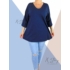 Kép 2/2 - Bő fazonú, "V" dekoltált pamut felső/tunika (sötétkék)