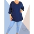 Kép 1/2 - Bő fazonú, "V" dekoltált pamut felső/tunika (sötétkék)