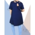 Kép 4/4 - Hátán pántos , "A" vonalú tunika (sötétkék)
