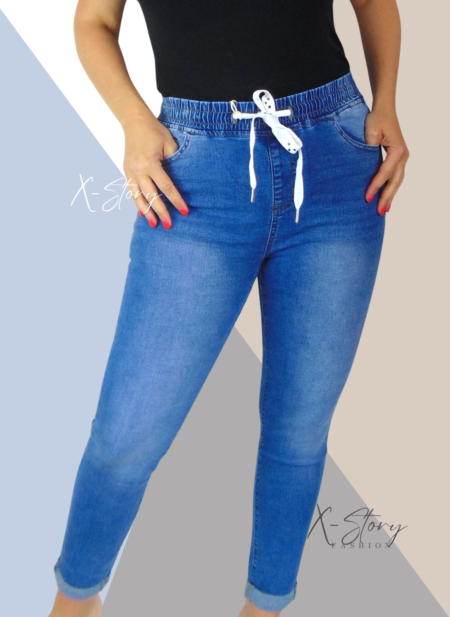 Gumisderekú, sztreccsfarmernadrág (PLUS SIZE )