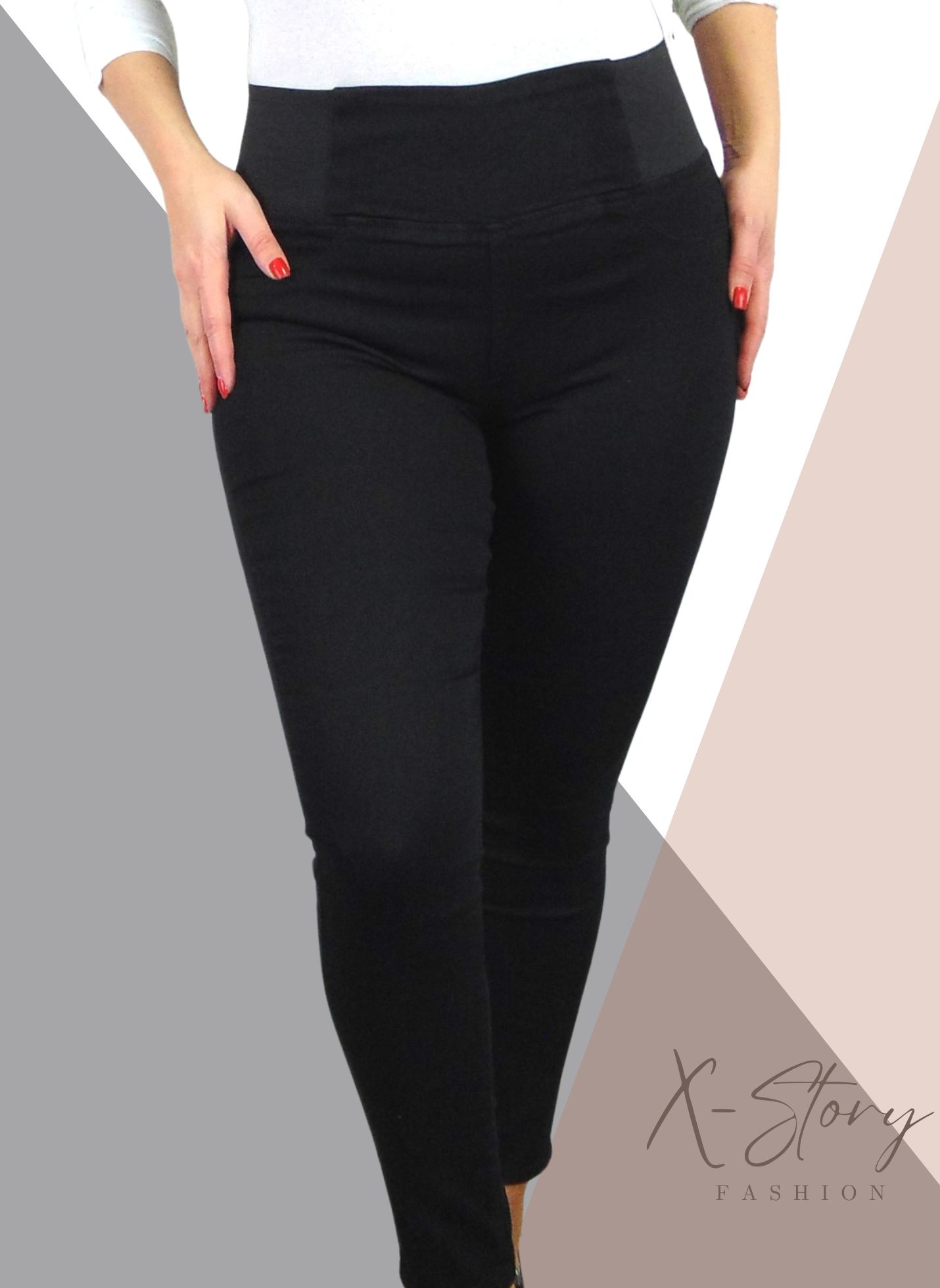 Magasderekú, alakformáló leggings (fekete)