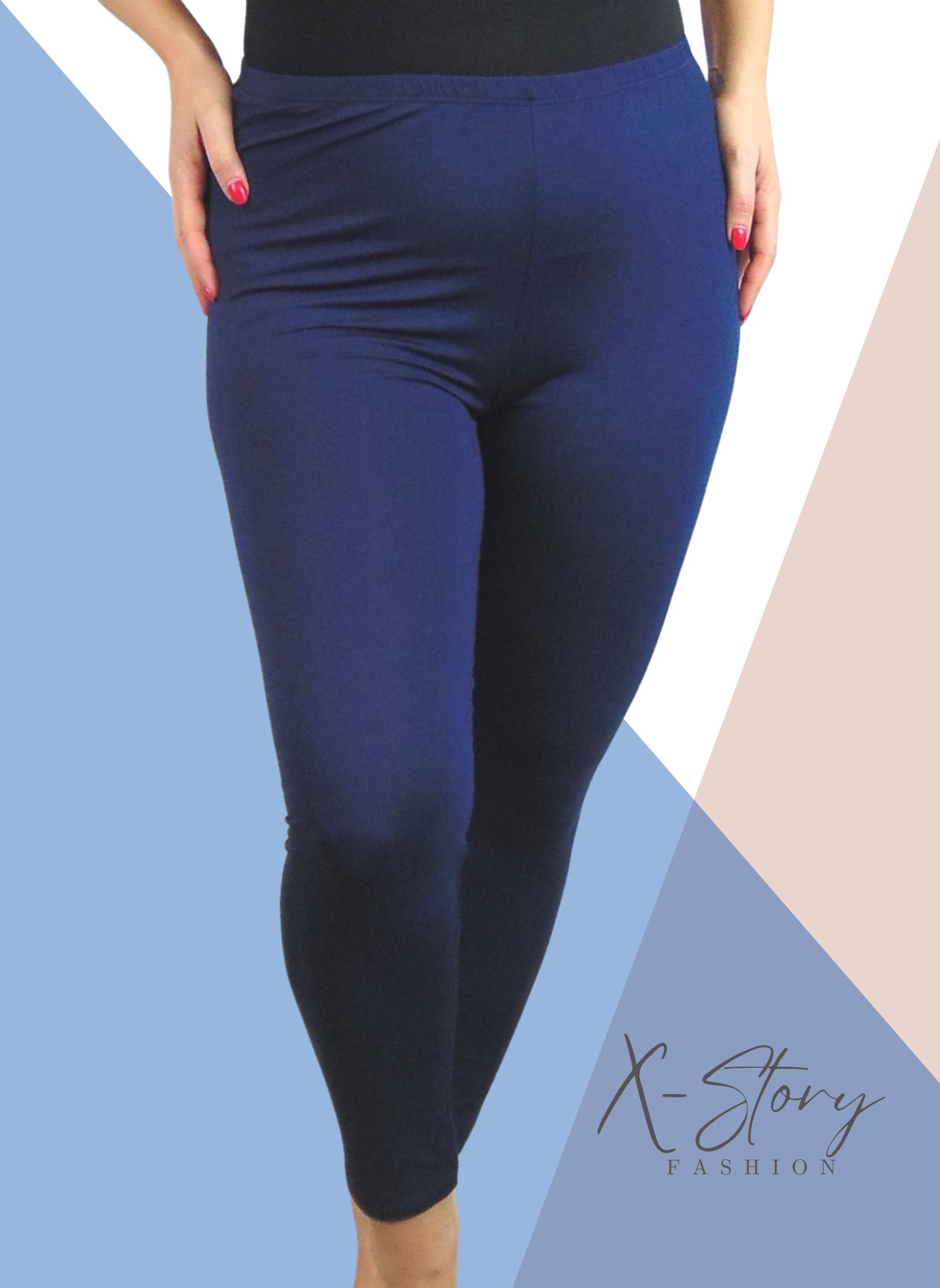 Plus size méretű pamut leggings (sötétkék)