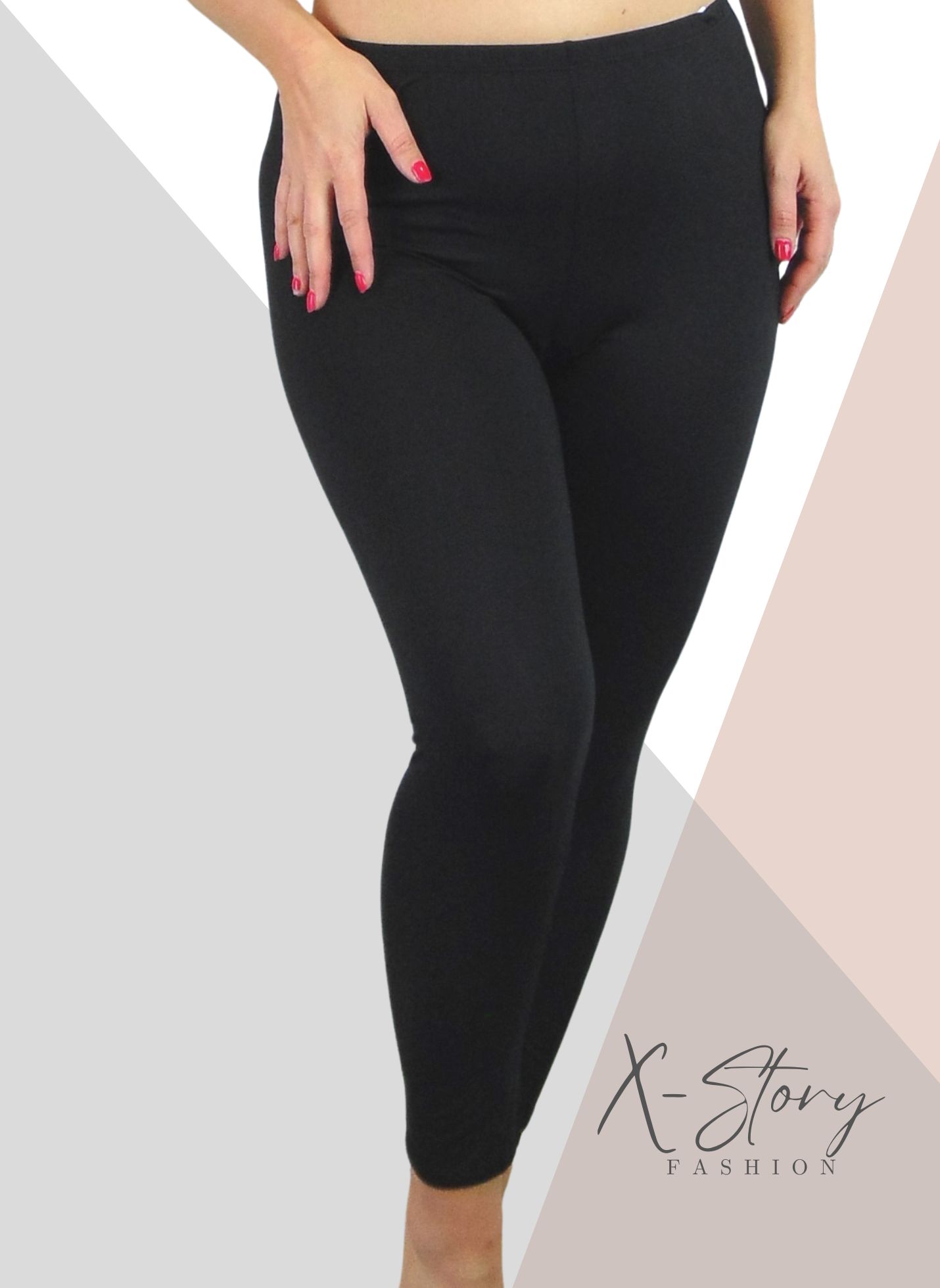 Plus size méretű pamut leggings (fekete)