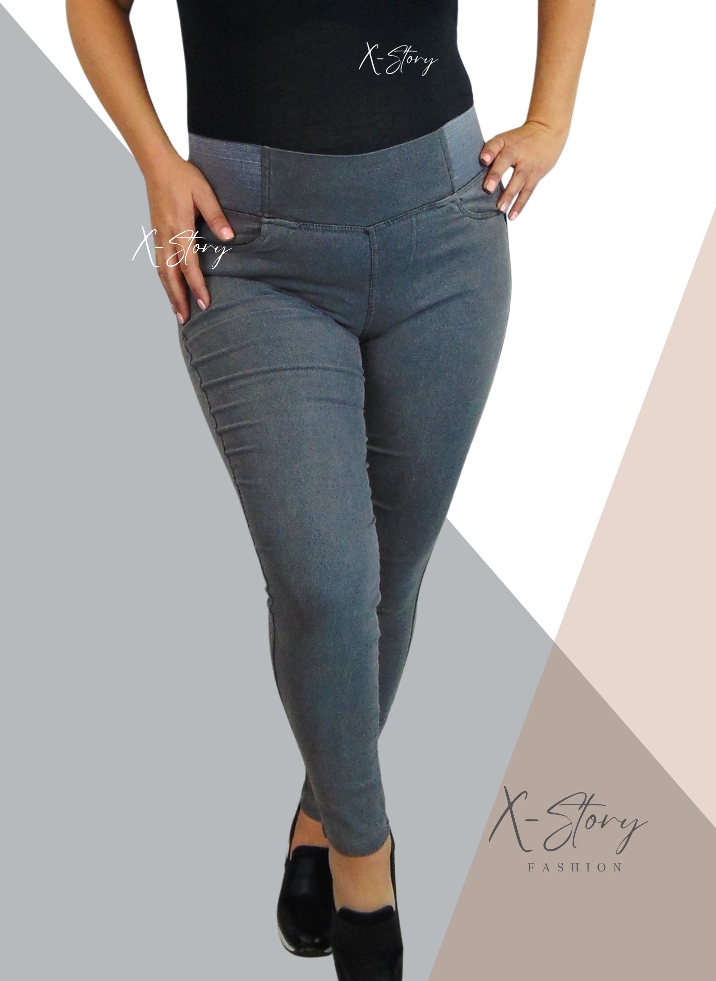 Farmer anyagú , alakformáló leggings (sötétszürke)